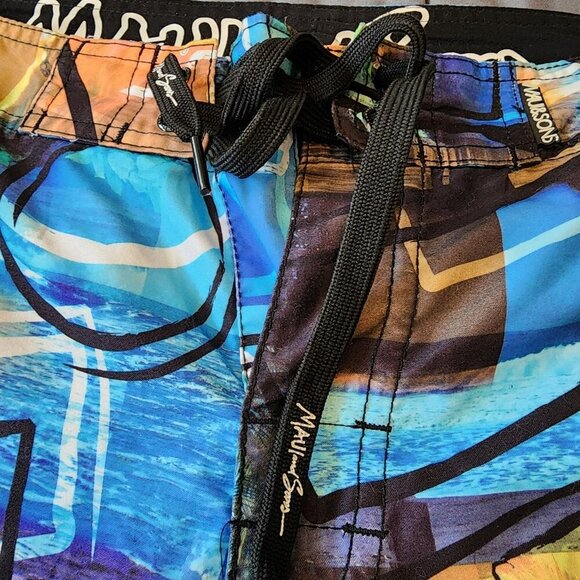 Vintage‎ Maui & Sons Board Shorts Men Size 36W x 22L Drawstring Cargo Pocket - Picture 3 of 7